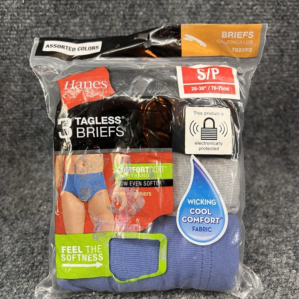 Hanes Men's Tagless Cool Comfort Briefs 3 pack  Small 28-30" New Soft 7820P3